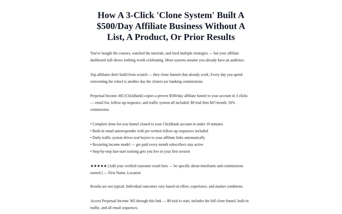 AI Sales Page Builder — real result inside Conzify